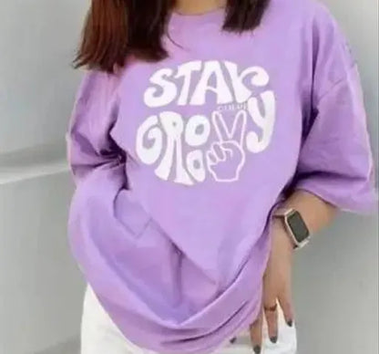 Oversized tshirt fashion Lavender colour Fabric-cotton sinker biowash