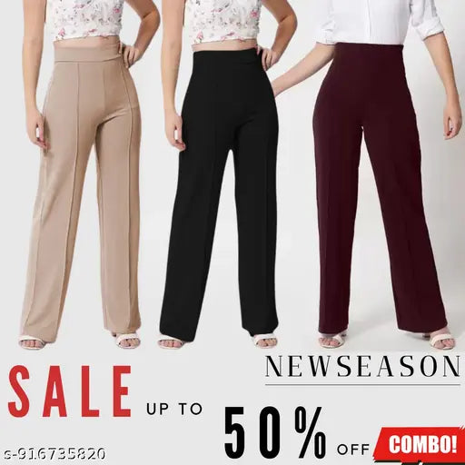 women high waist office wear & daily wear trouser pant | stretchable comfortable formal casual bottom | trendy solid pant