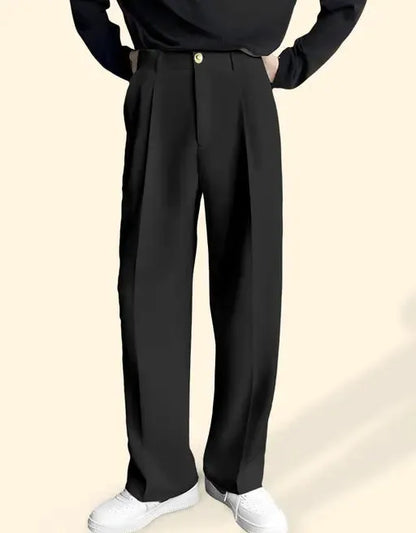 FTX Men Relaxed fit Lycra blend Black Korean Trouser