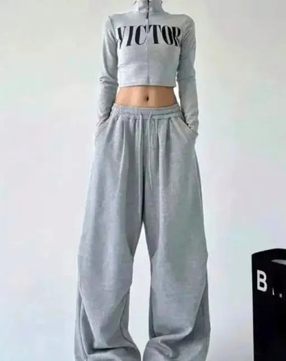 Women Striped Grey Track Pants | Classy Elegant Women  Trousers | Solid Casual Trouser & Pants | Trendy Elegant Women  Trousers | Women's Pants Wide Leg Baggy Y2k Track Pants for Women Cargo Pants for Women | Trending Jogger for Woman | Stylish Printed Jo