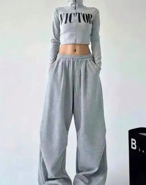 Women Striped Grey Track Pants | Classy Elegant Women  Trousers | Solid Casual Trouser & Pants | Trendy Elegant Women  Trousers | Women's Pants Wide Leg Baggy Y2k Track Pants for Women Cargo Pants for Women | Trending Jogger for Woman | Stylish Printed Jo