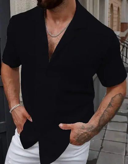 Men's Casual Popcorn Cut Collar Shirt