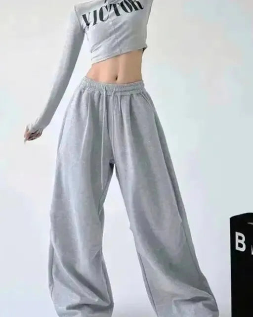 Women Striped Grey Track Pants | Classy Elegant Women  Trousers | Solid Casual Trouser & Pants | Trendy Elegant Women  Trousers | Women's Pants Wide Leg Baggy Y2k Track Pants for Women Cargo Pants for Women | Trending Jogger for Woman | Stylish Printed Jo