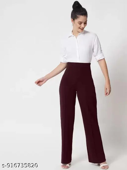 women high waist office wear & daily wear trouser pant | stretchable comfortable formal casual bottom | trendy solid pant